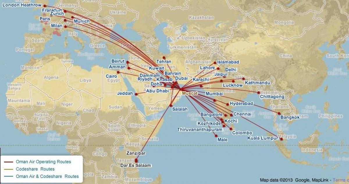 Oman air vol mapa