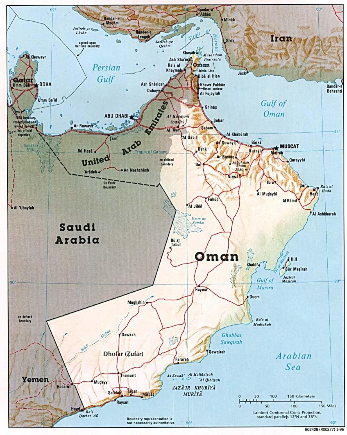 Oman mapa amb les ciutats