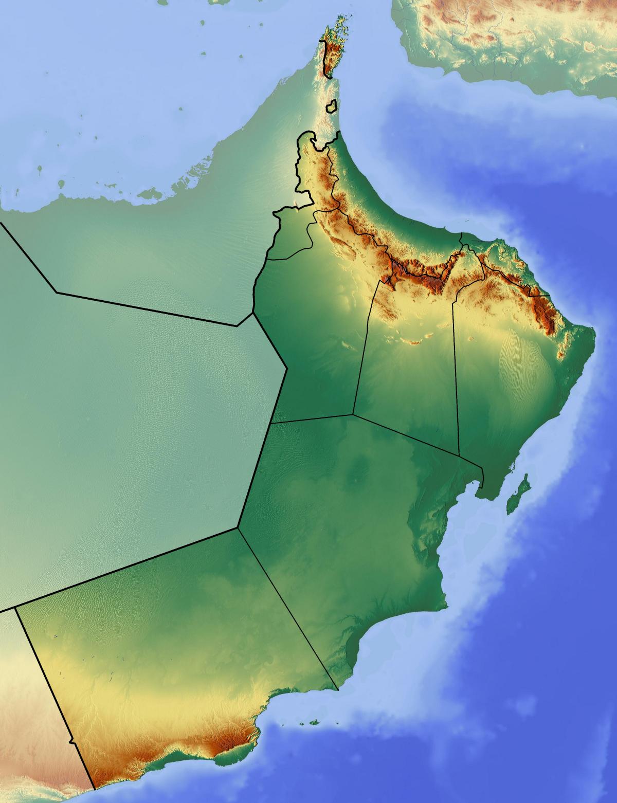 mapa de Oman topogràfic