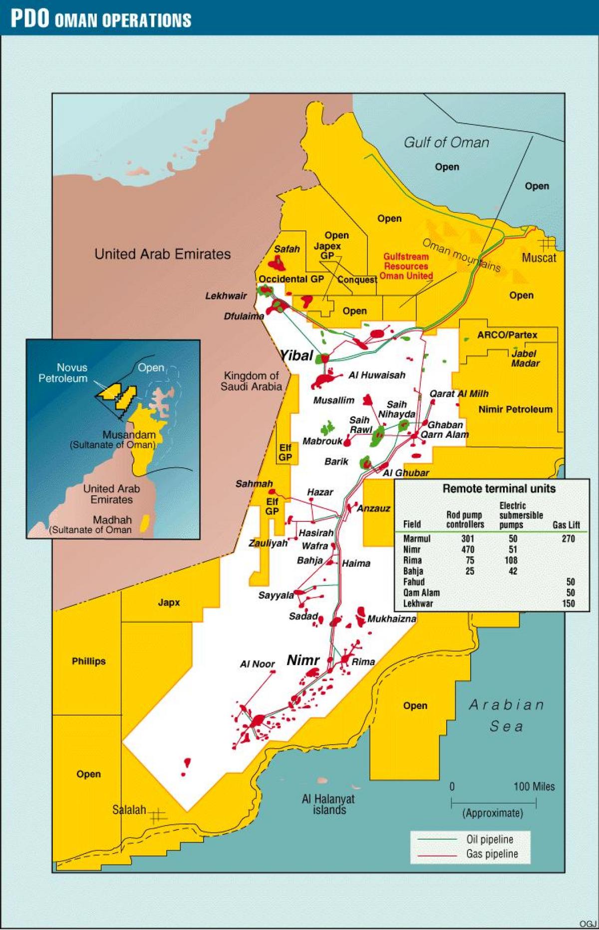 mapa de yibal Oman