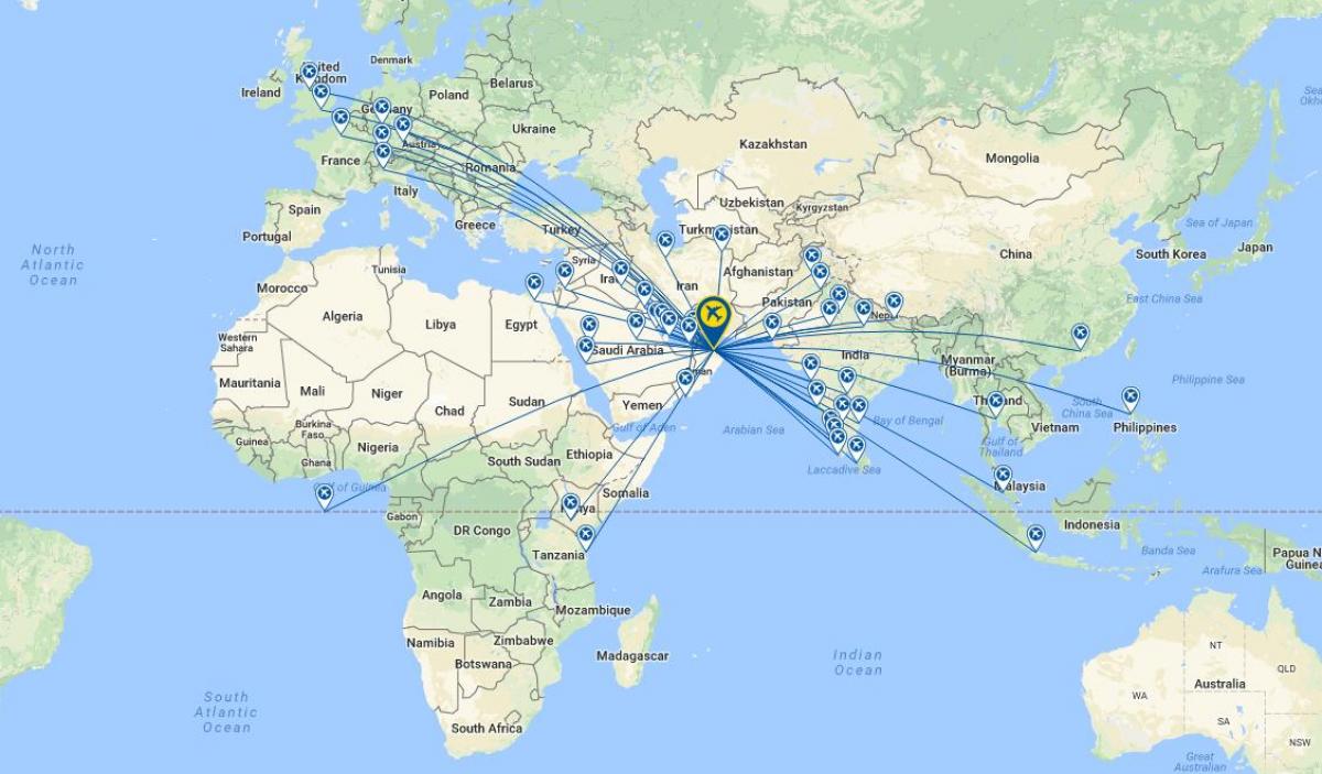 Oman air vol mapa de rutes