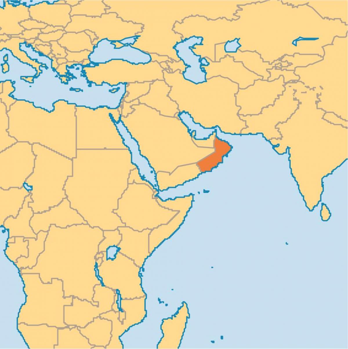Oman mapa en el mapa del món