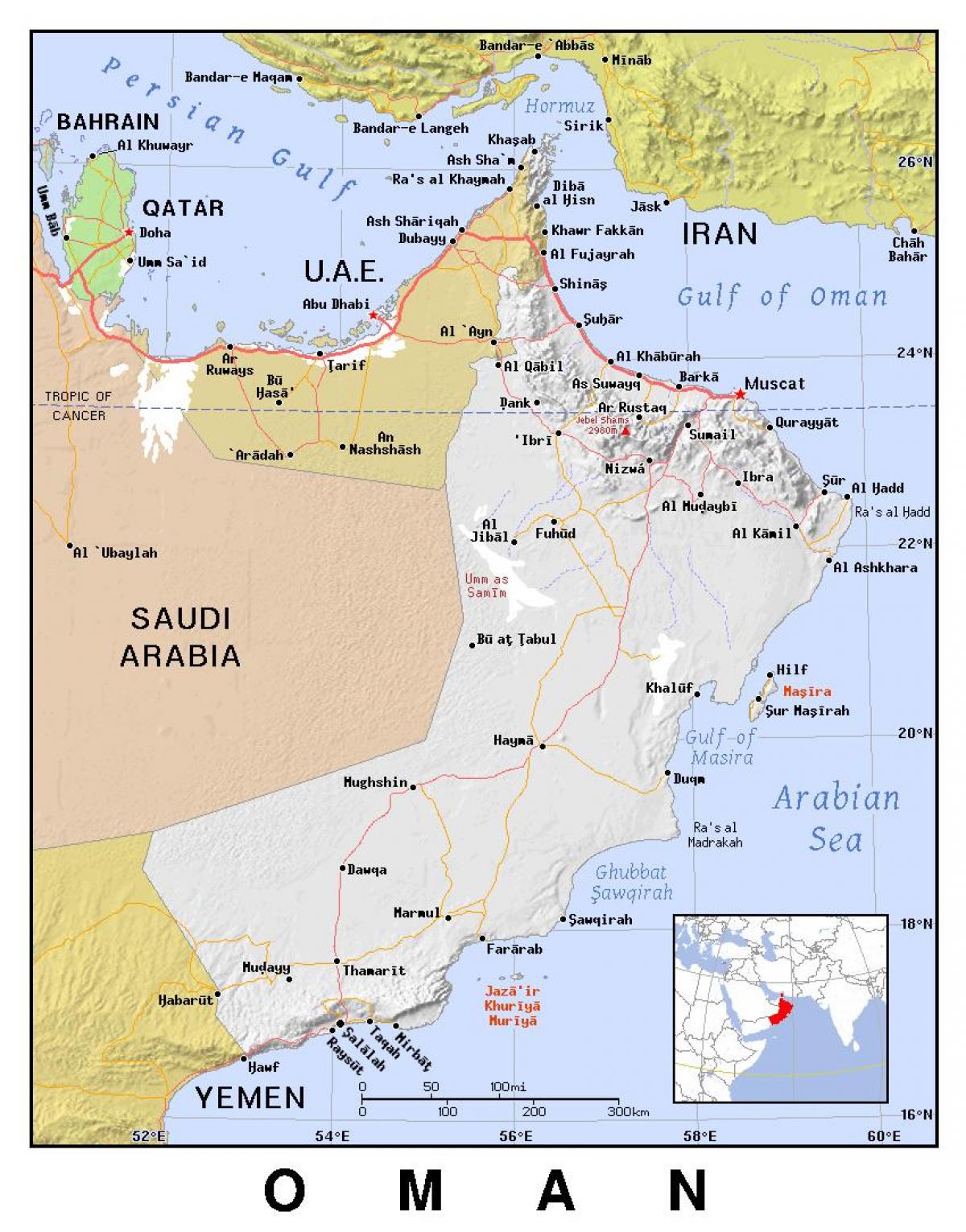 mapa de Oman política