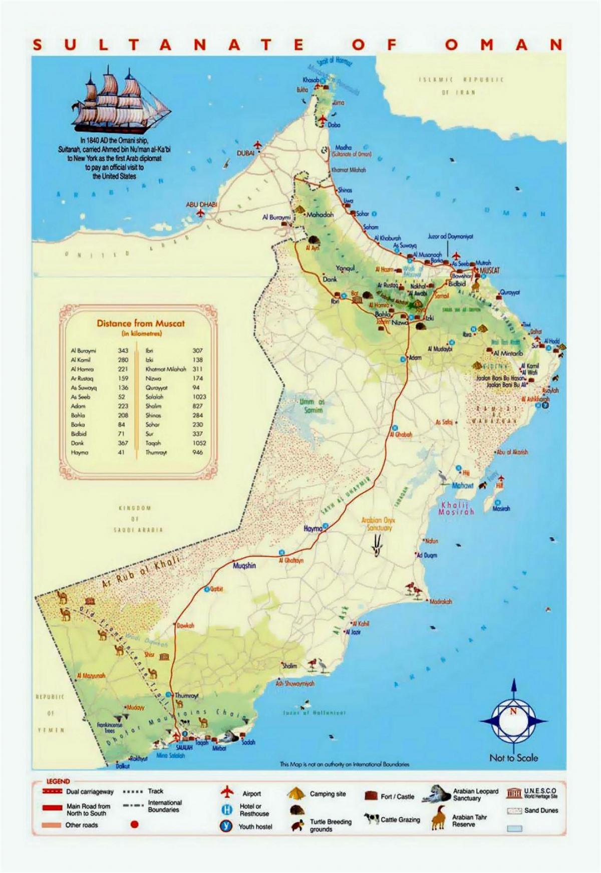 Oman llocs turístics mapa